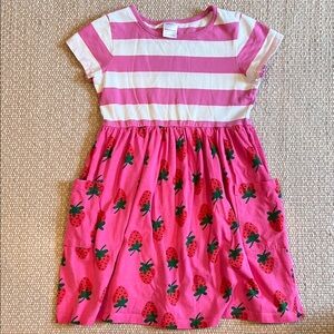 Hanna Andersson White and Pink Pleated Sundress with Flutter Sleeves